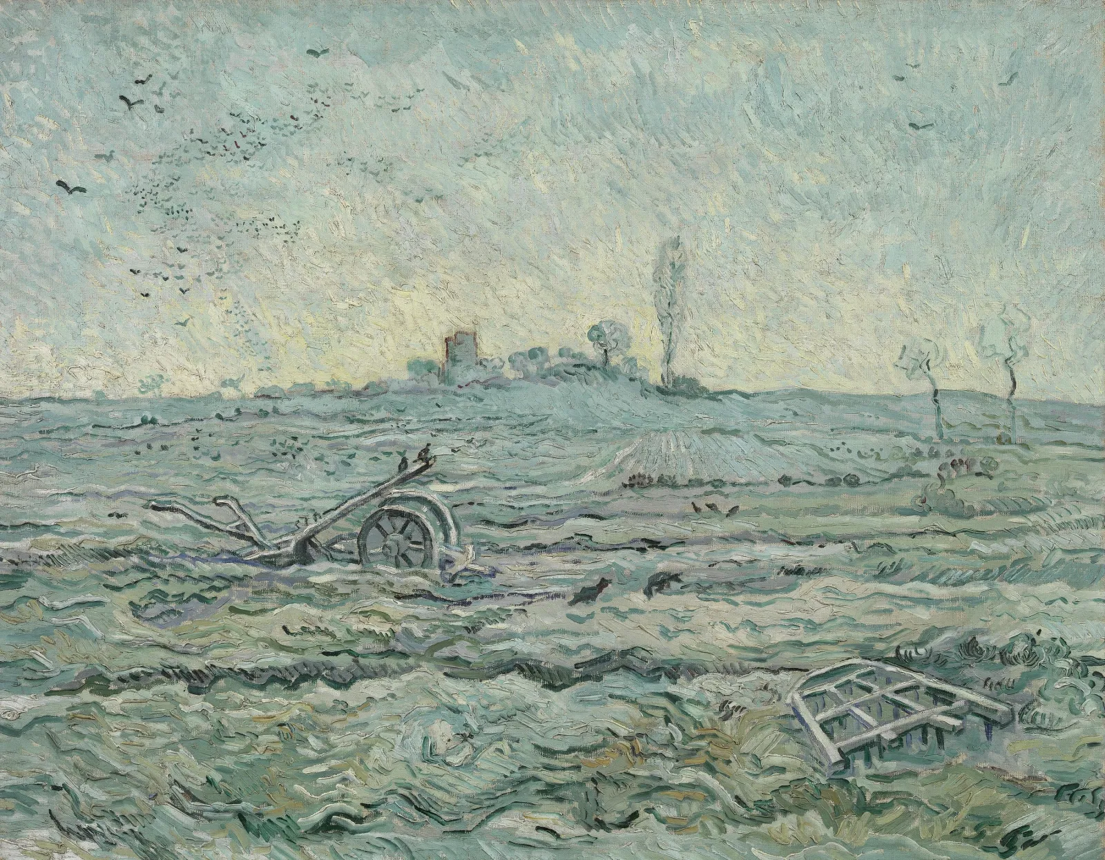 Champ enneigé avec herse, Vincent van Gogh