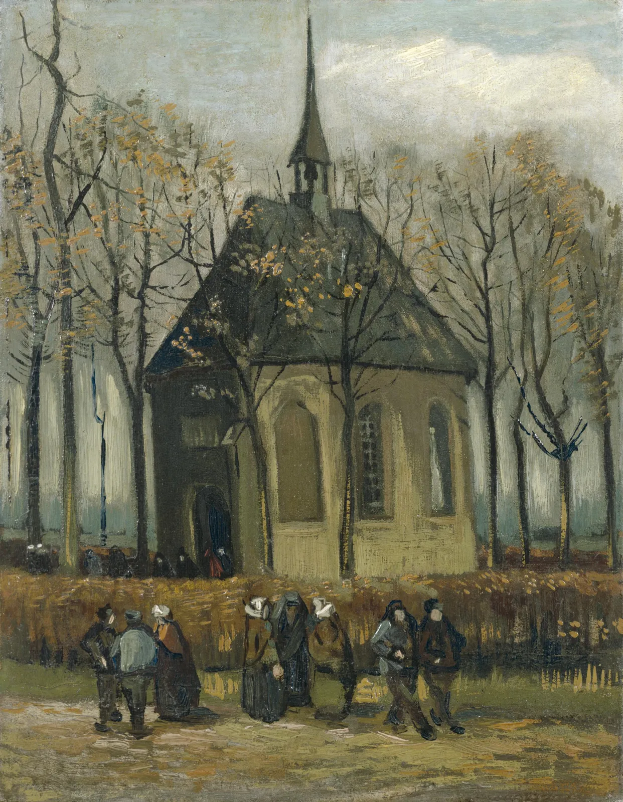Congrégation quittant l'Église réformée de Nuenen, Vincent van Gogh