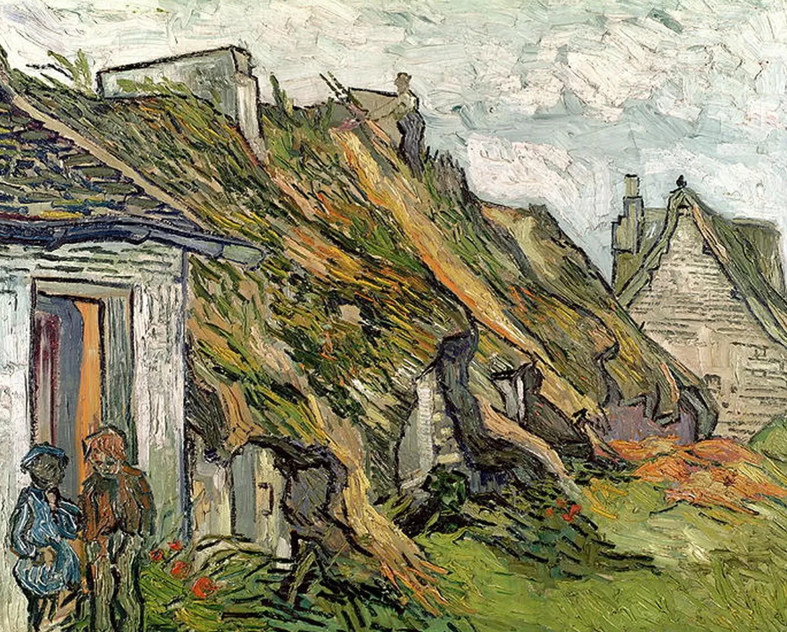 Casas de techo de paja en Chaponval, Vincent van Gogh