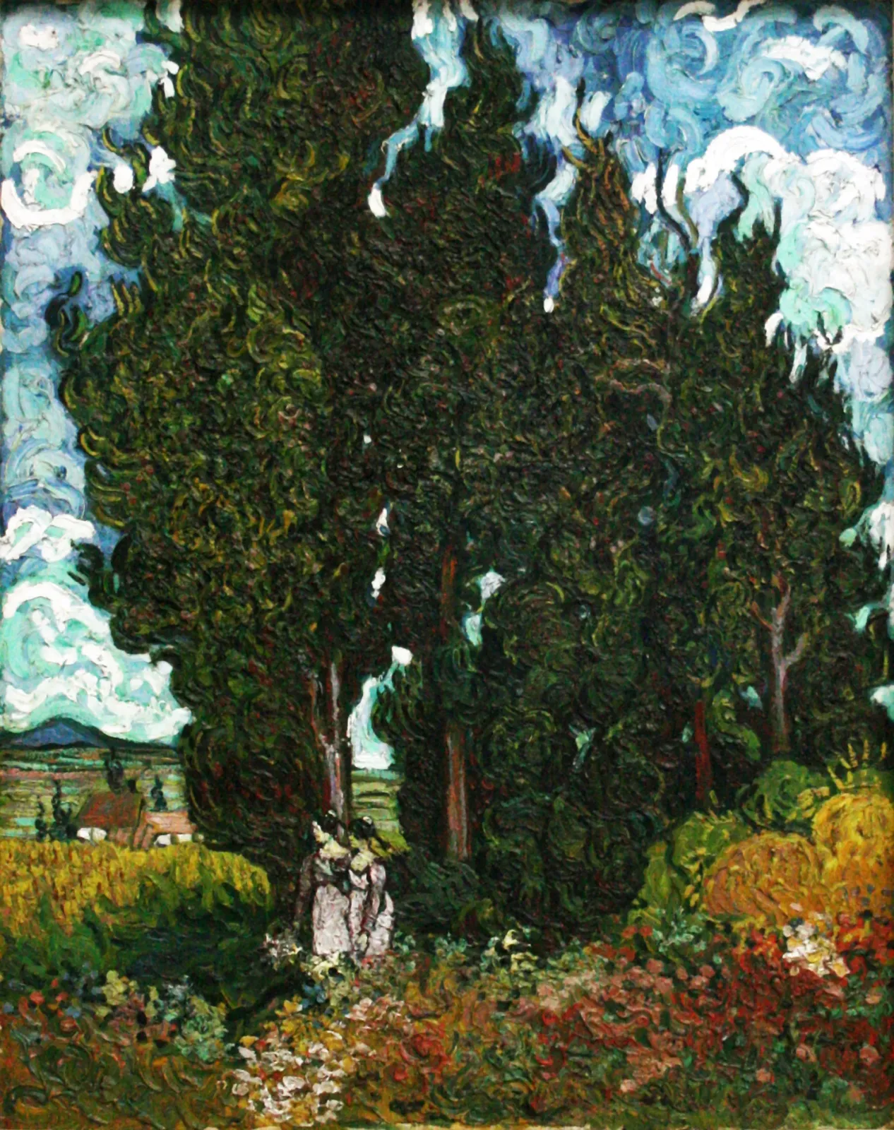 Cypresses with two figures, Vincent van Gogh