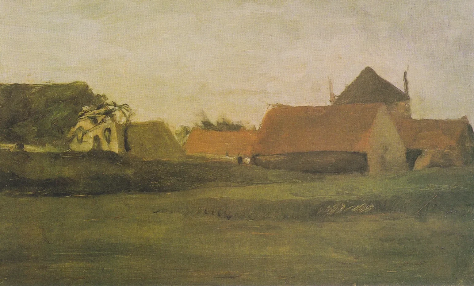 Farmhouses in Loosduinen near The Hague at Twilight, Vincent van Gogh
