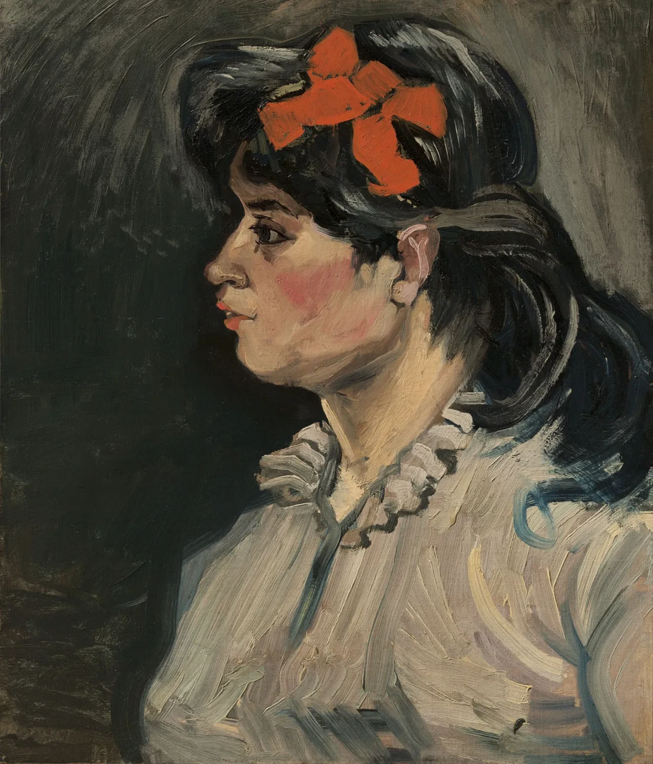 Femme avec un ruban rouge, Vincent van Gogh