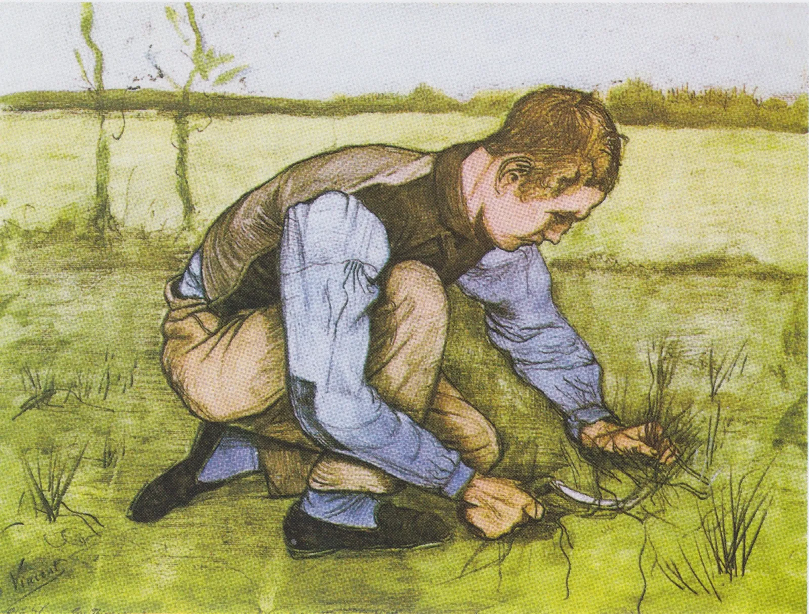 Garçon coupant l'herbe avec une faucille, Vincent van Gogh