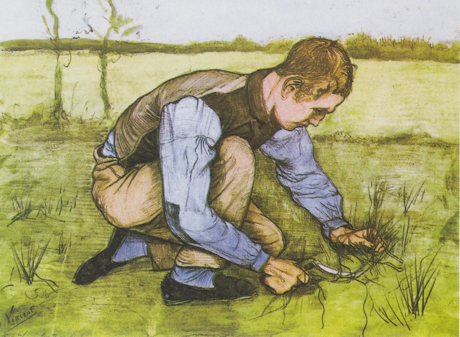 Garçon coupant l'herbe avec une faucille, Vincent van Gogh