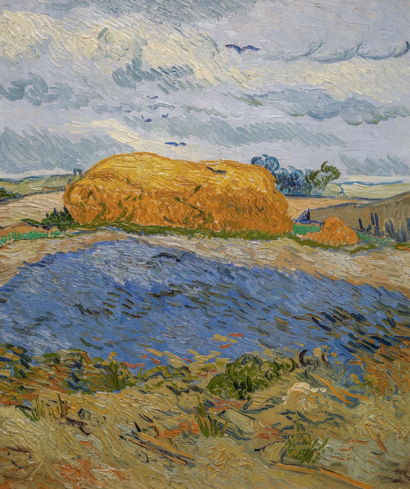 Haystacks under a Rainy Sky, Vincent van Gogh