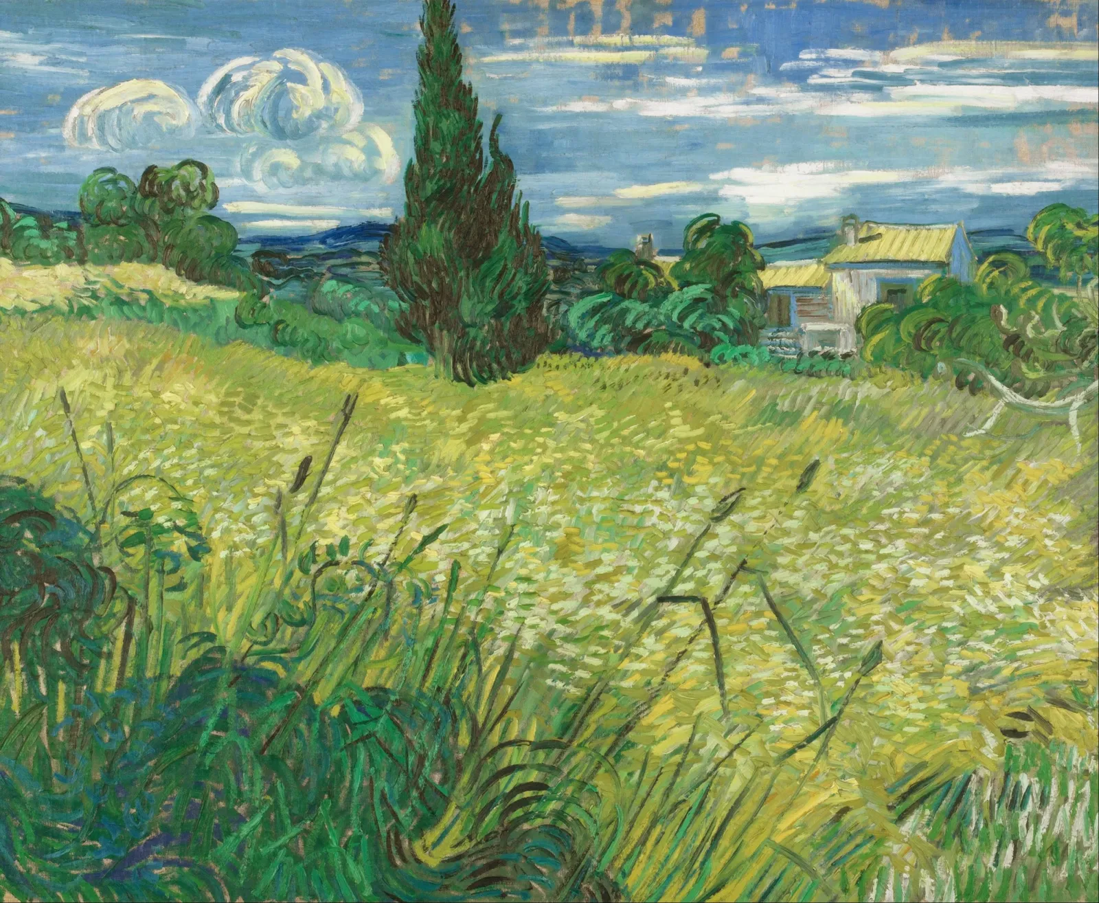 Le Champ de blé vert avec cyprès, Vincent van Gogh