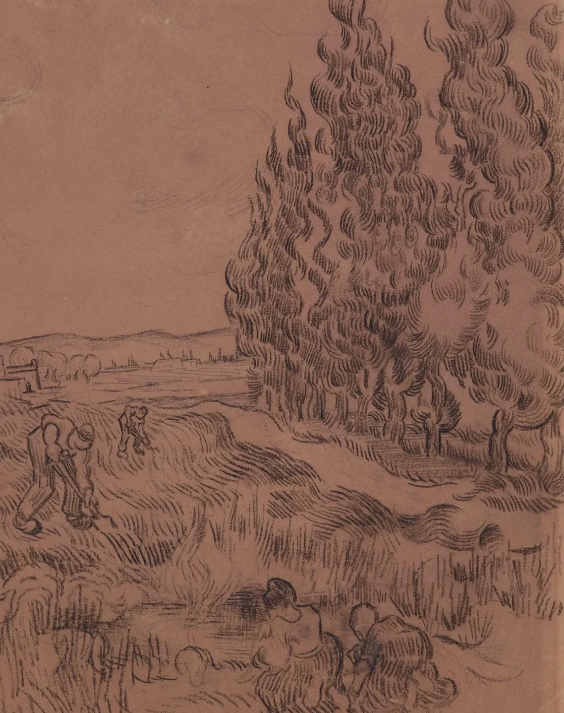 Paysage avec cyprès, Vincent van Gogh