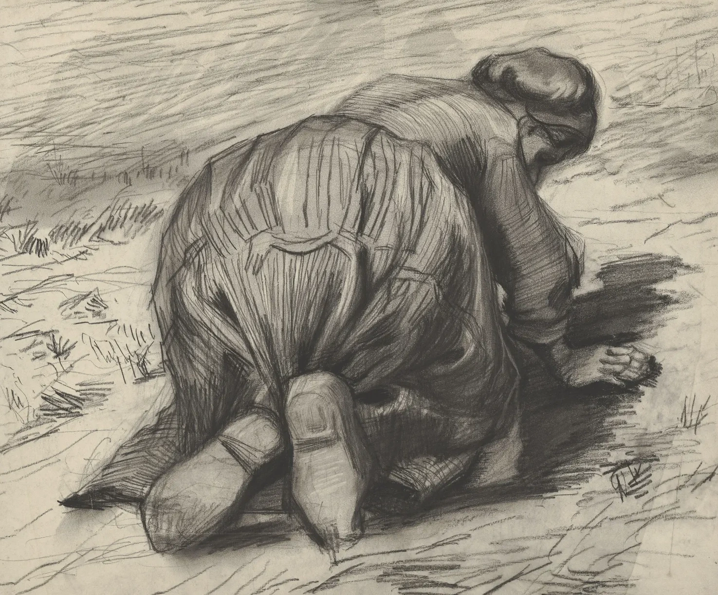 Paysanne creusant le sol, Vincent van Gogh