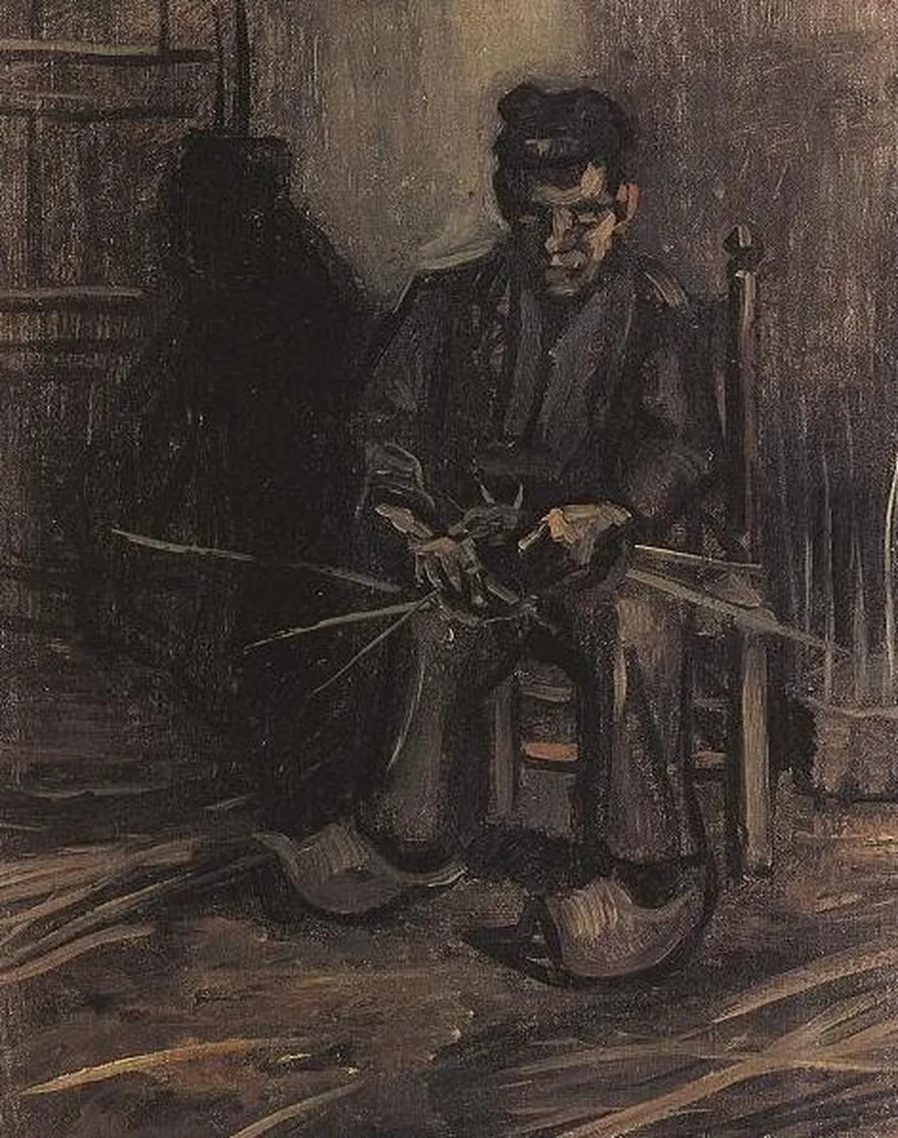 Peasant Making a Basket, Vincent van Gogh