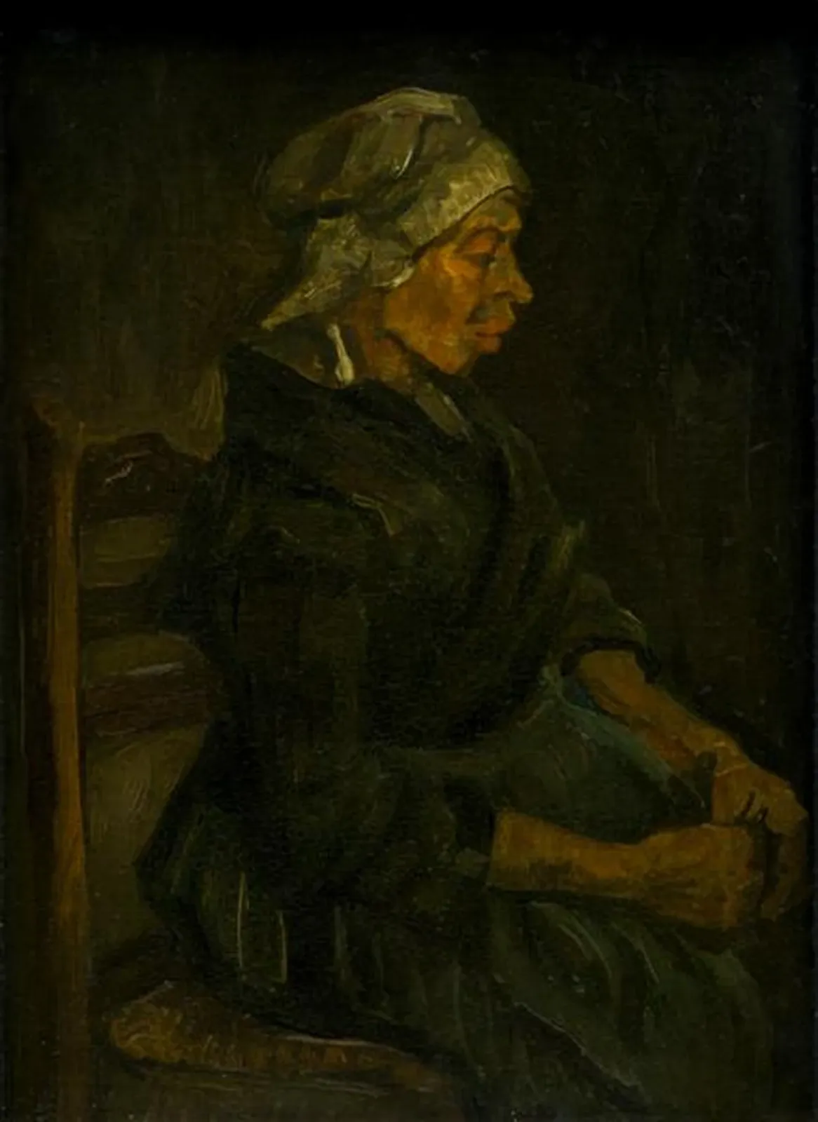 Peasant Woman, Seated with White Cap, Vincent van Gogh