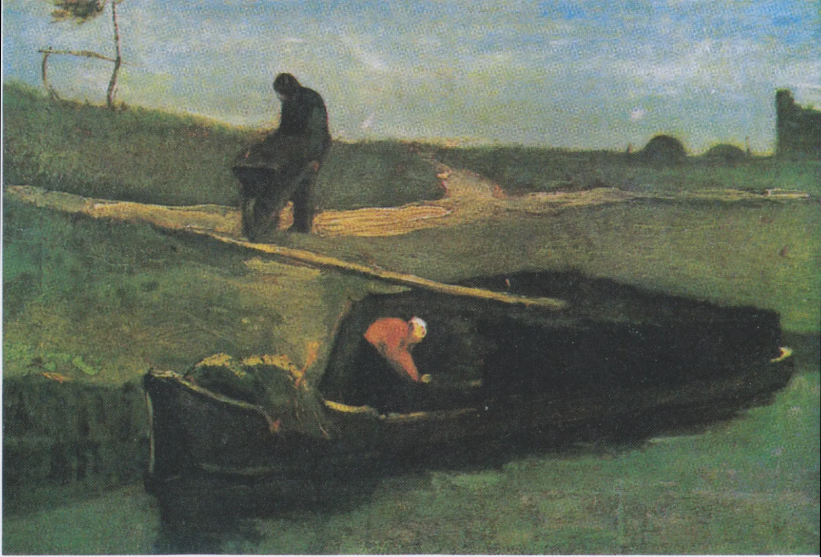 Peat Boat with Two Figures, Vincent van Gogh