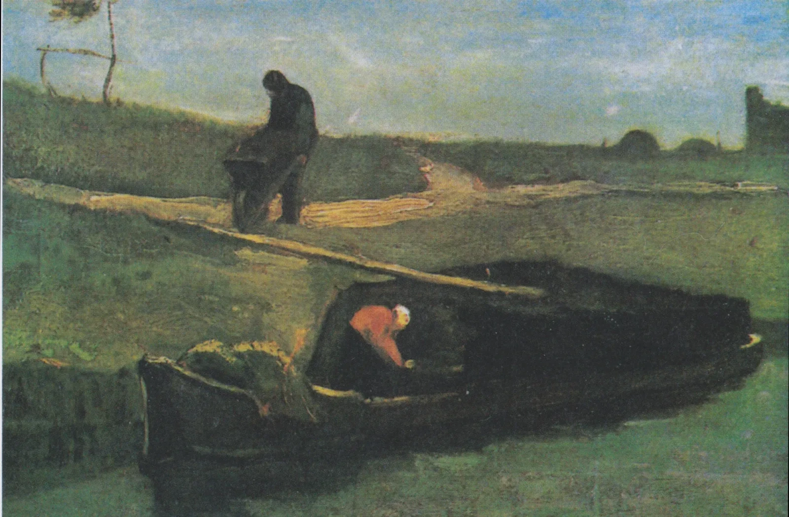 Peat Boat with Two Figures, Vincent van Gogh
