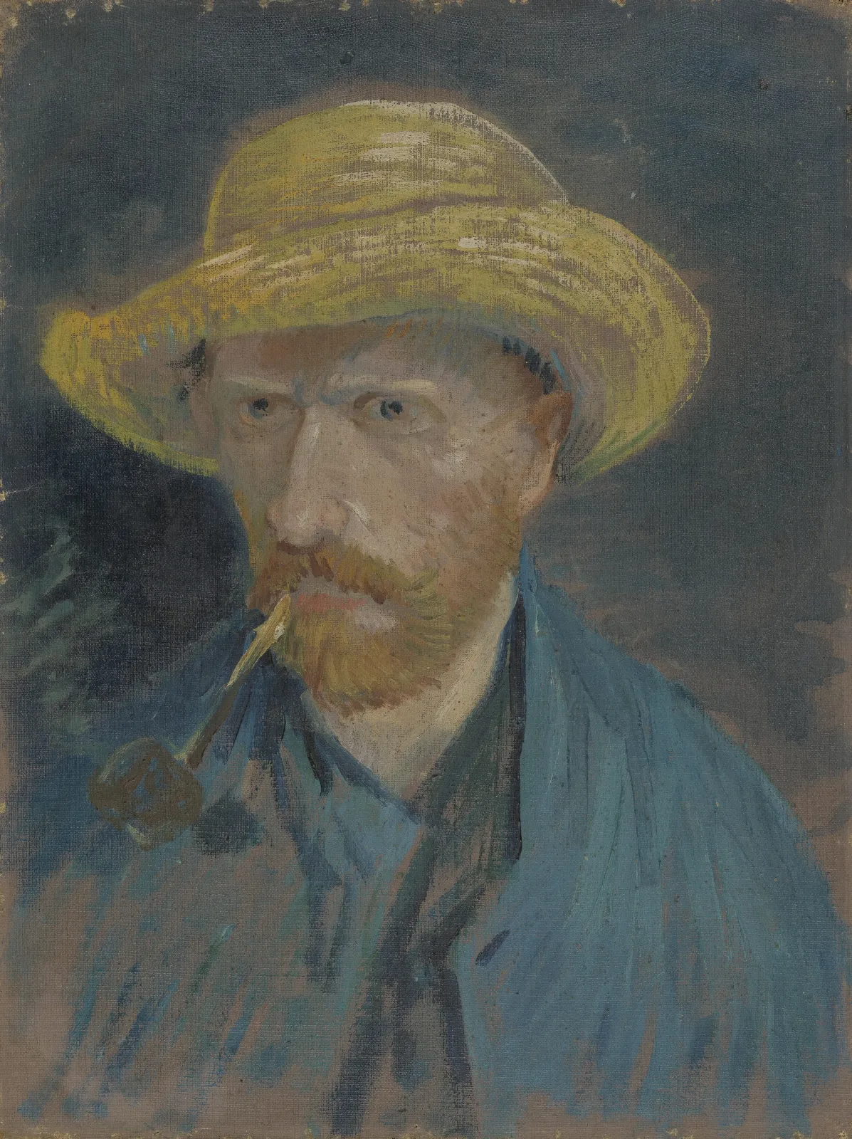 Self-Portrait with Straw Hat and Pipe, Vincent van Gogh
