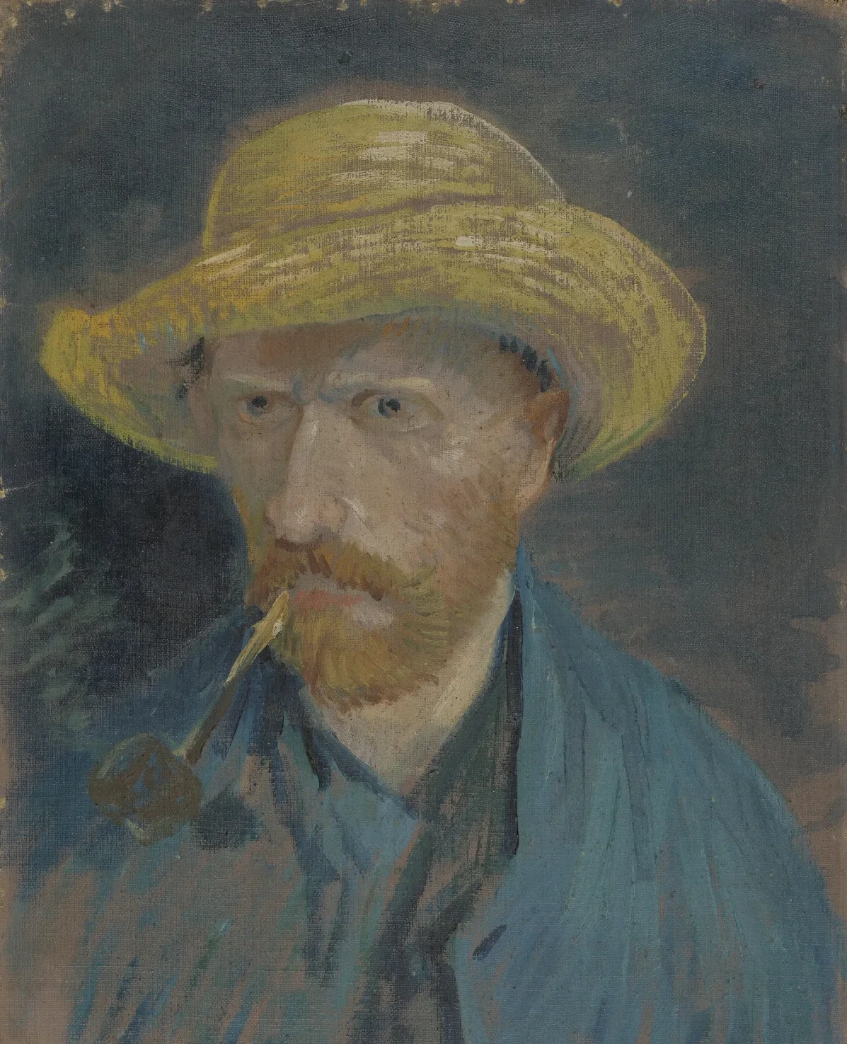 Self-Portrait with Straw Hat and Pipe, Vincent van Gogh