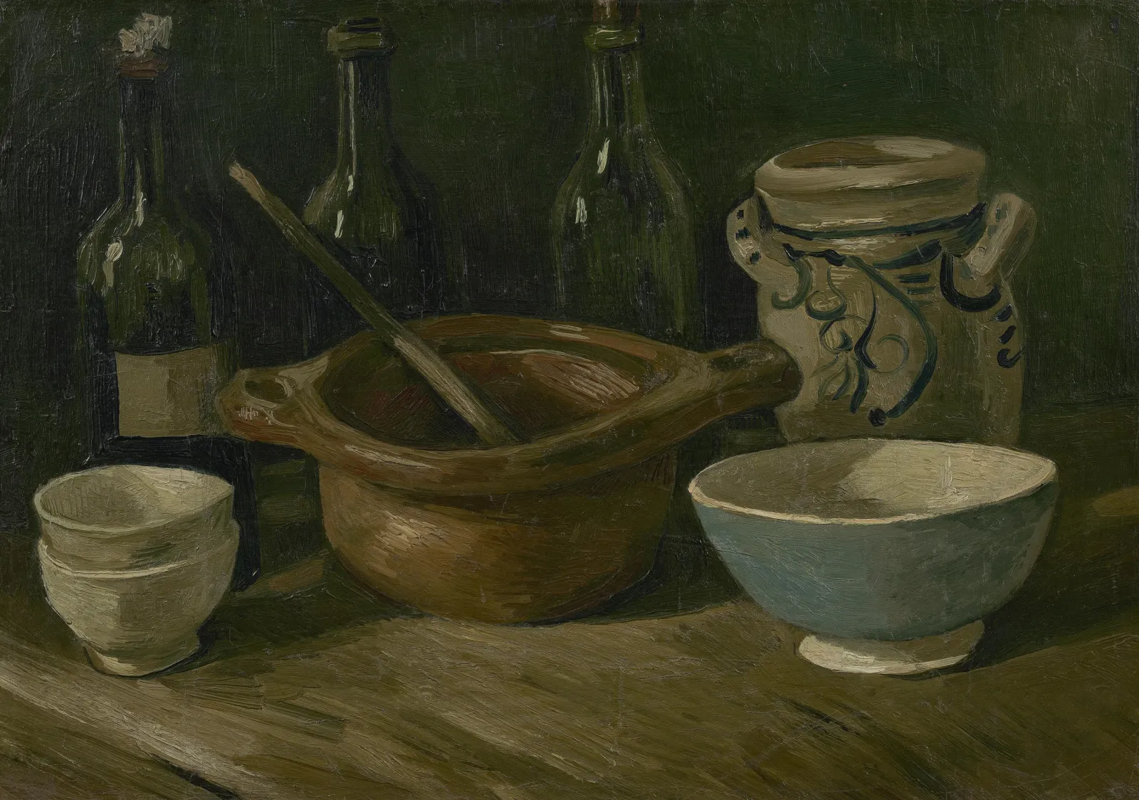 Still Life with Earthenware and Bottles, Vincent van Gogh