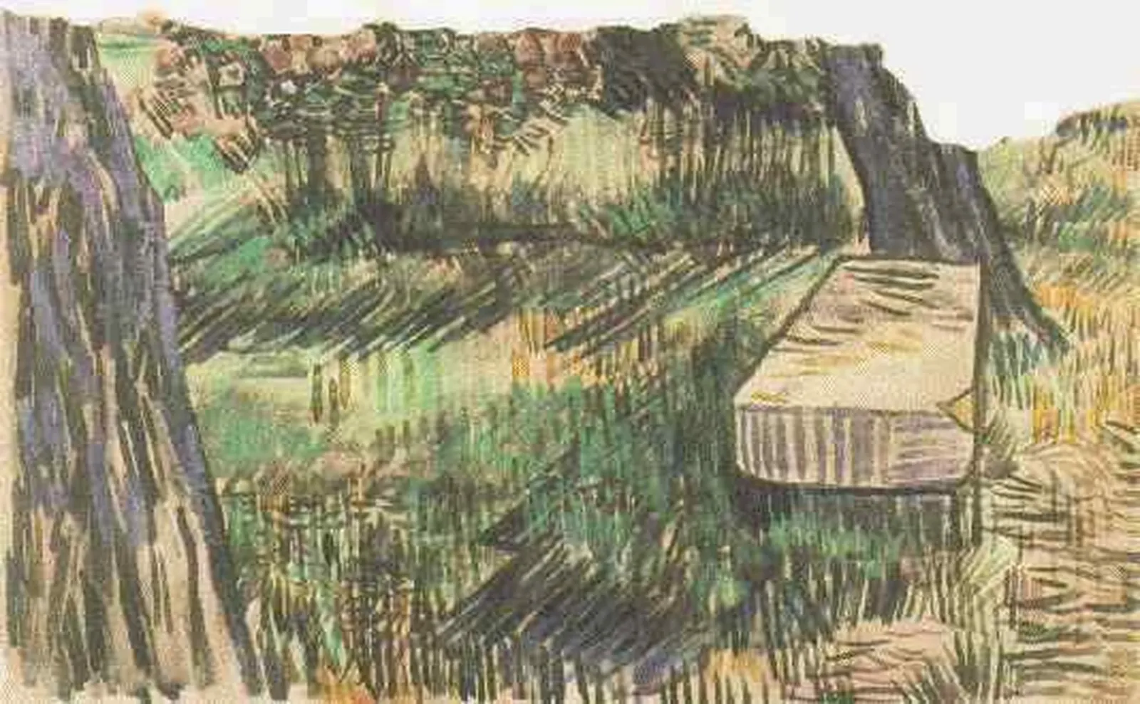 Stone Bench in the Garden of the Asylum, Vincent van Gogh