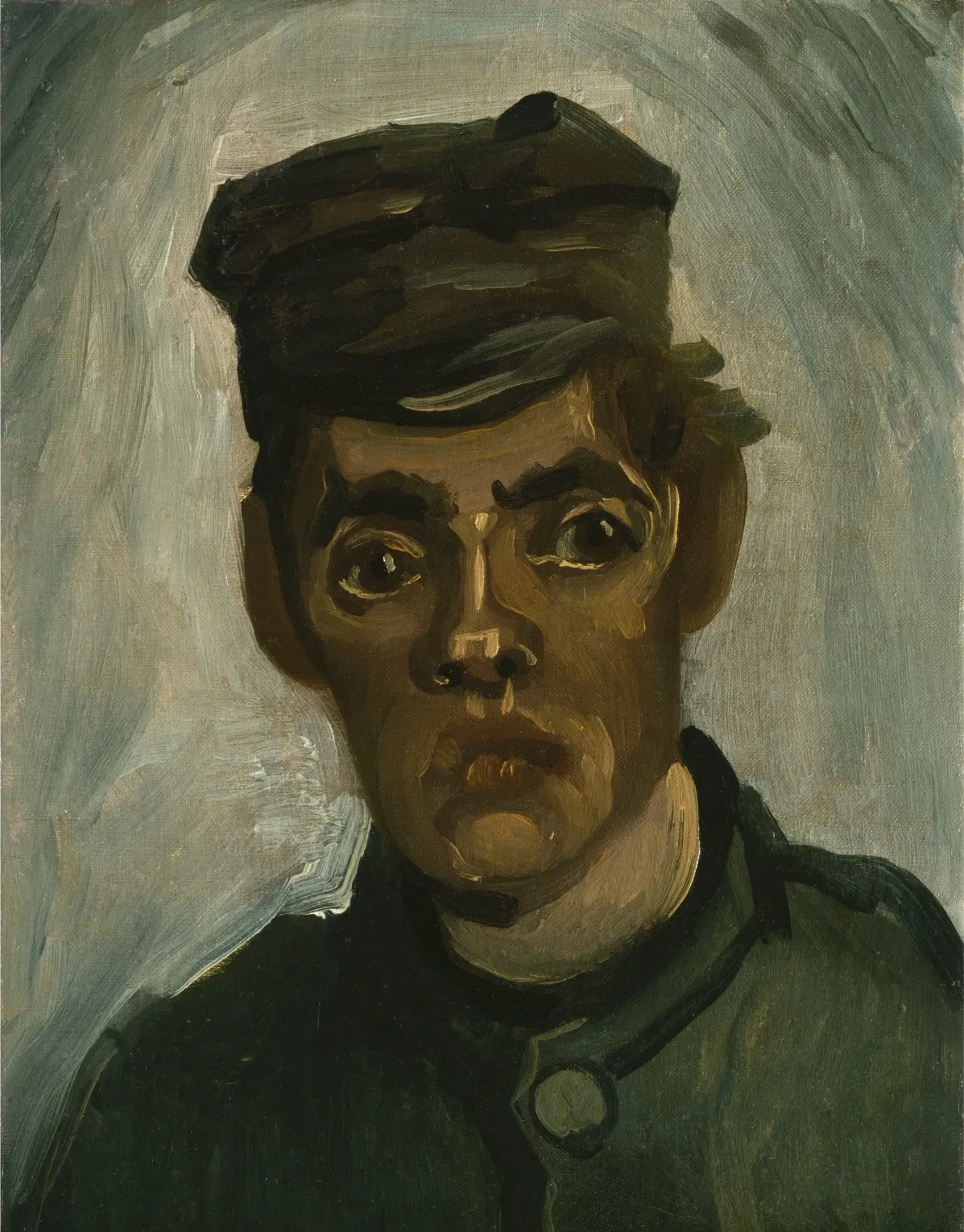 Tête d'un jeune paysan avec une casquette, Vincent van Gogh