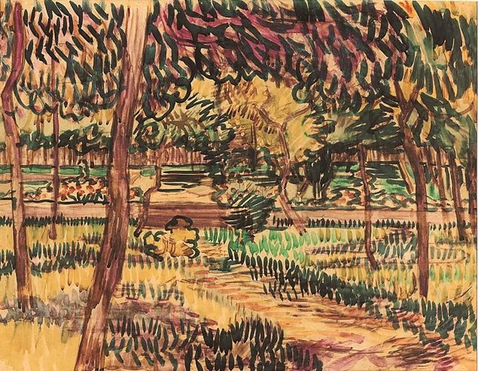Trees in the Garden of the Asylum, Vincent van Gogh