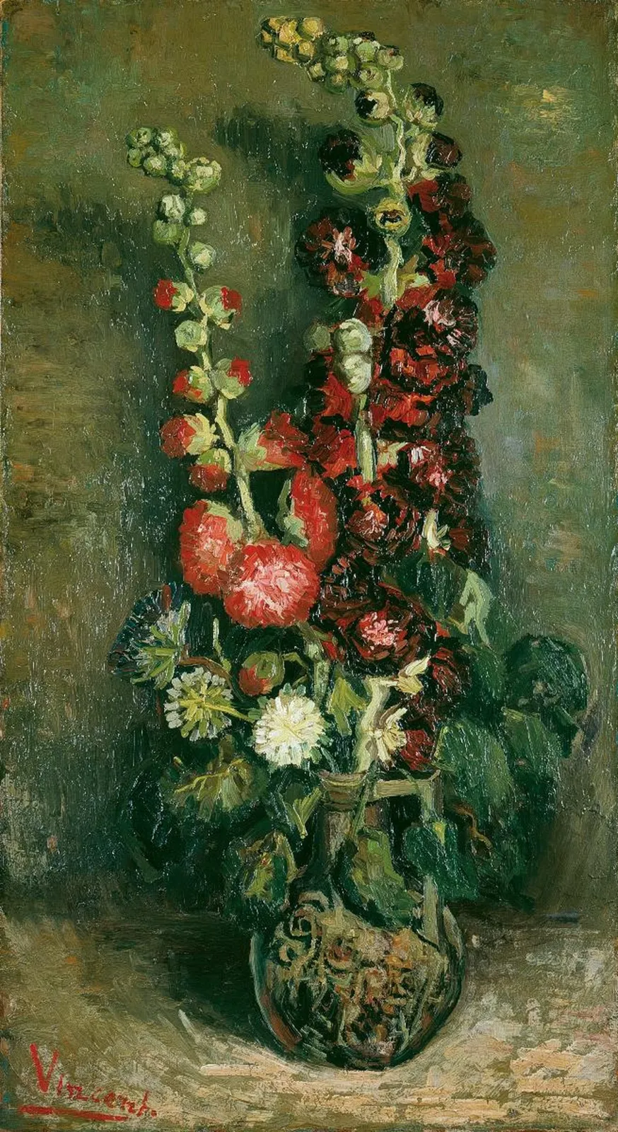 Vase de roses trémières, Vincent van Gogh
