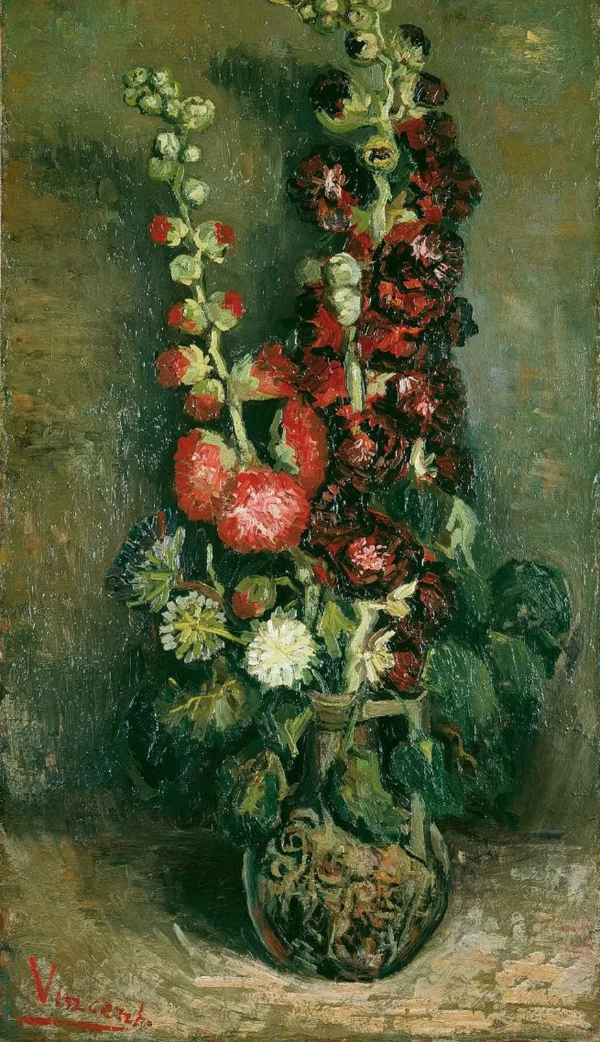 Vase de roses trémières, Vincent van Gogh