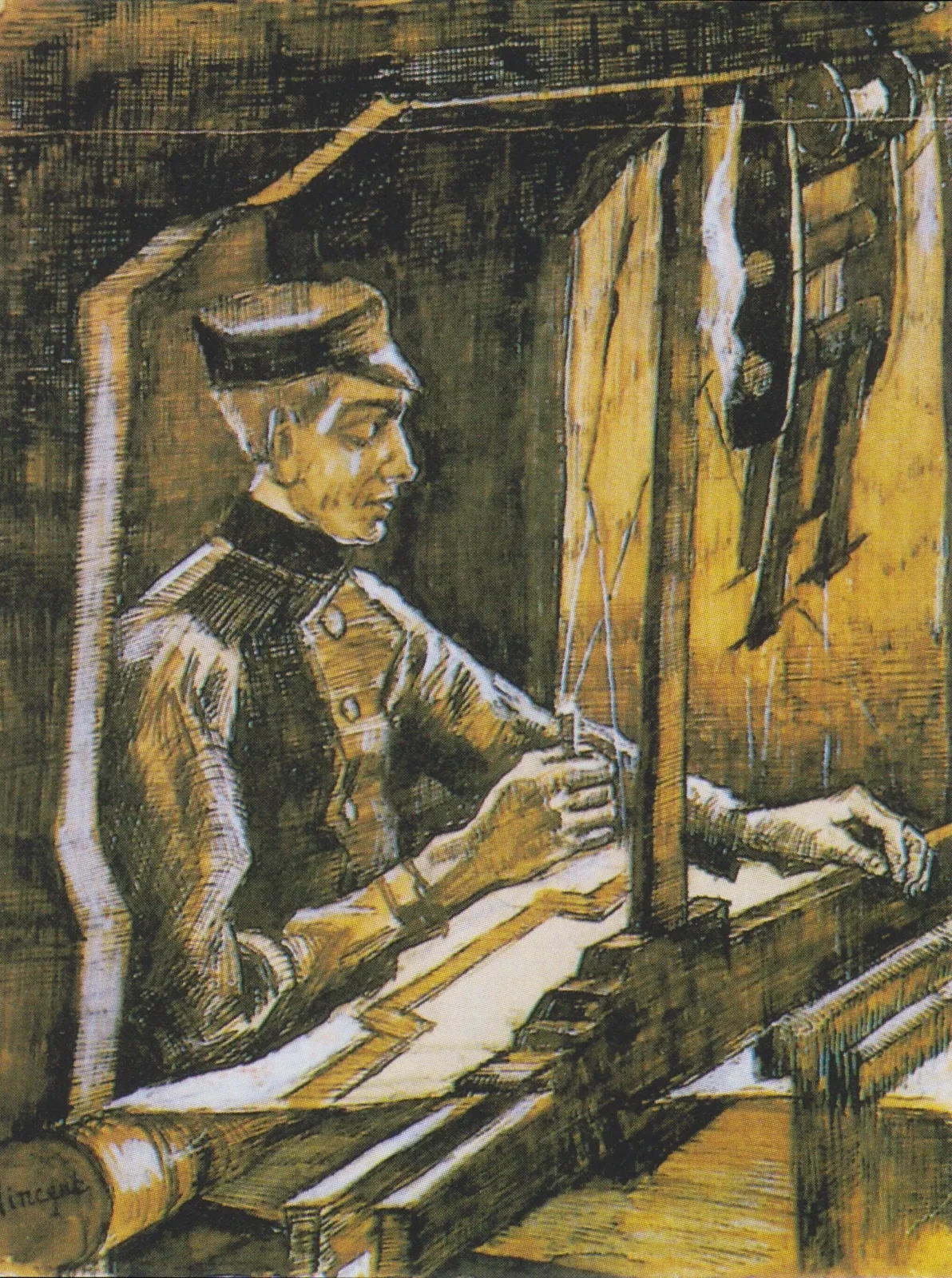 Weaver at the loom - (View to right), Vincent van Gogh