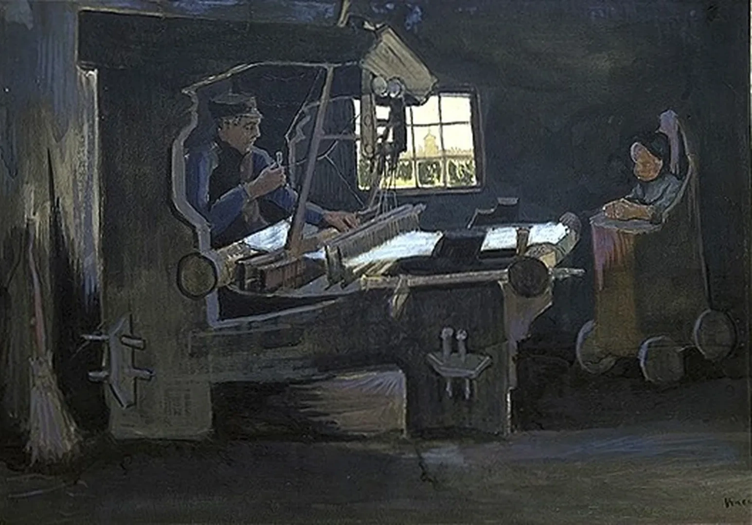Weaver Facing Right, Interior with One Window and High Chair, Vincent van Gogh
