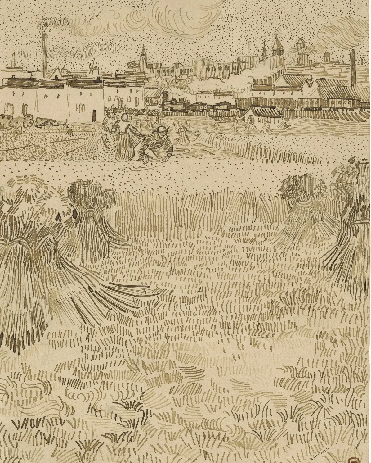 Wheat field with View of Arles, Vincent van Gogh