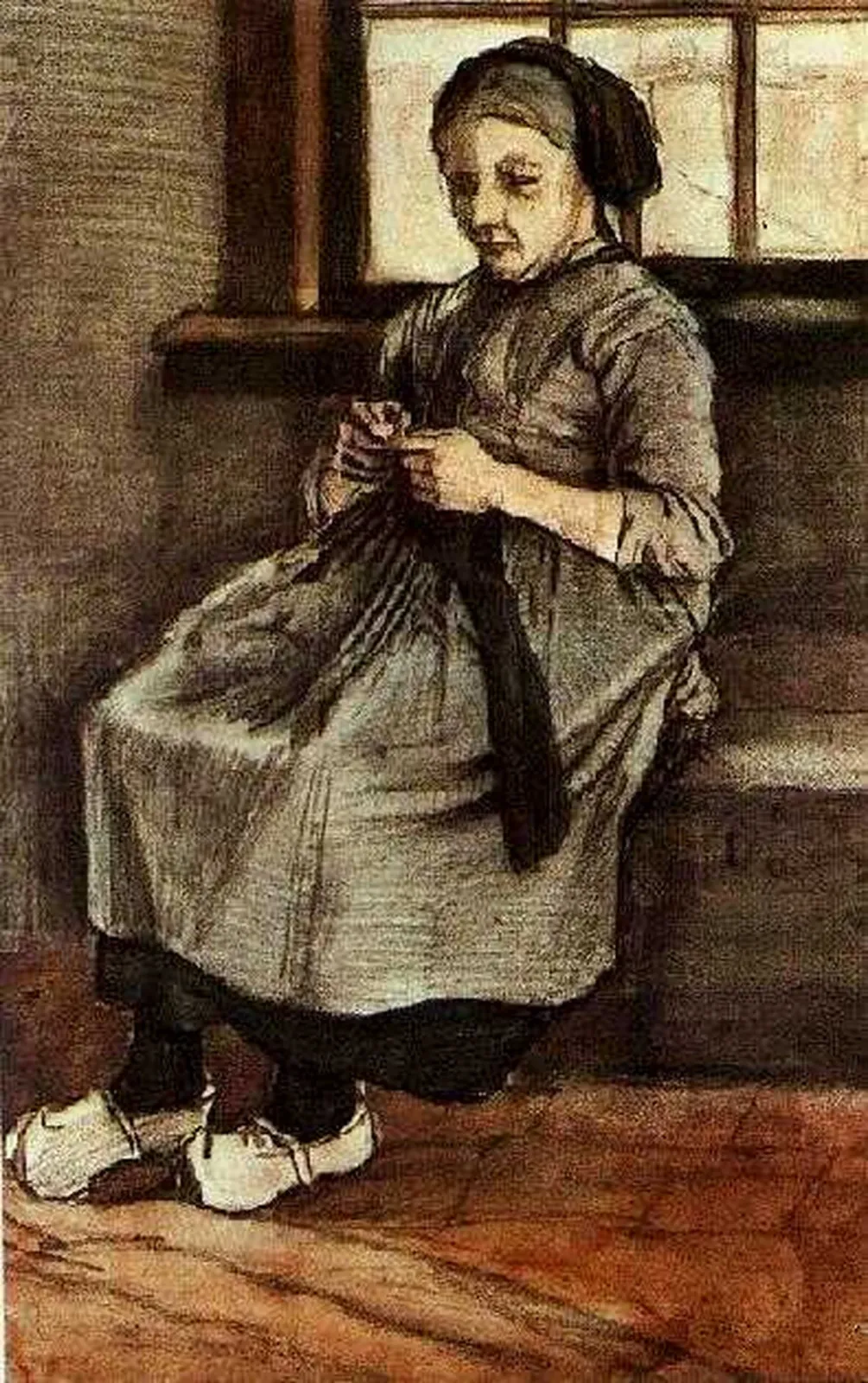 Woman Mending Stockings, Vincent van Gogh