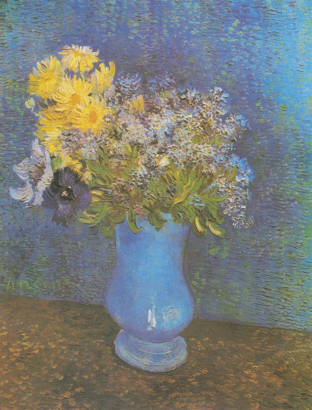 Ramo de flores en un jarrón azul, Vincent van Gogh