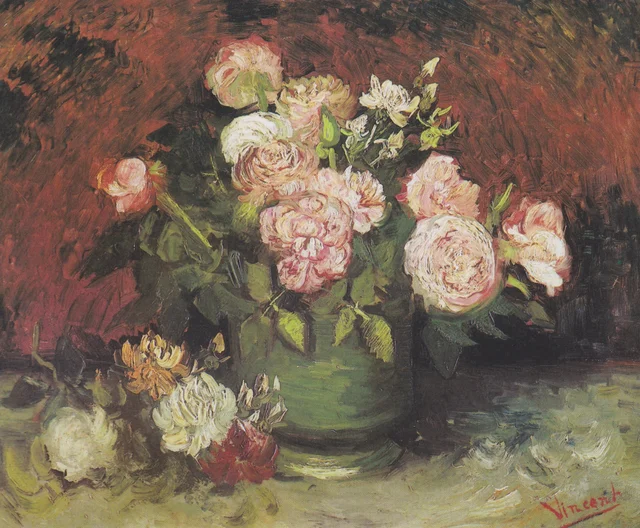 Coupe avec pivoines et roses, Vincent van Gogh