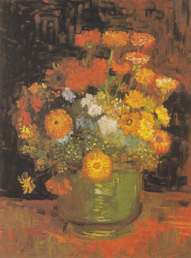 Cuenco de zinnias