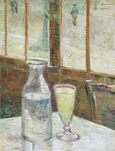Café table with absinth