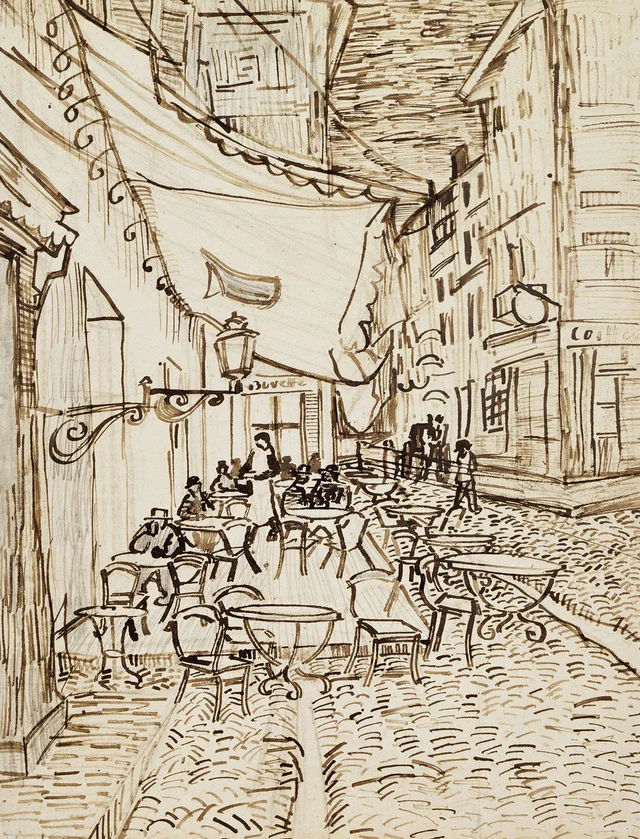 Terraza de café por la noche