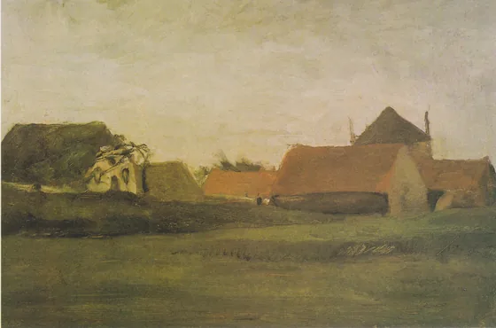 Farmhouses in Loosduinen near The Hague at Twilight