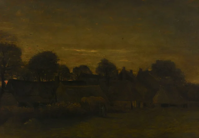 Pueblo agrícola al crepúsculo