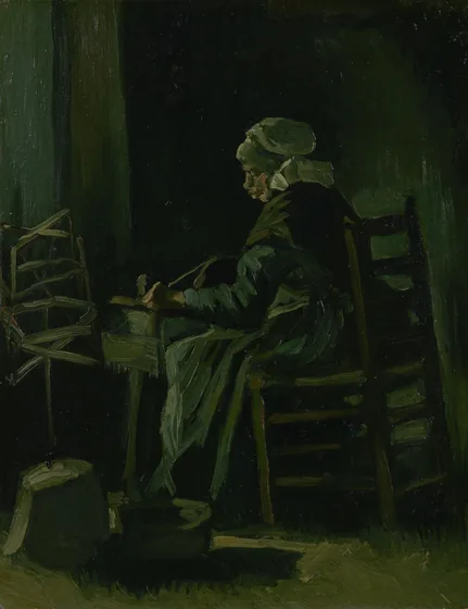 Femme bobinant du fil