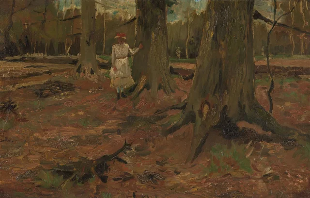 Niña de blanco en el bosque