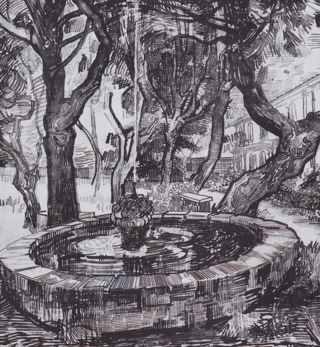 Fuente en el jardín del hospital de Saint-Paul