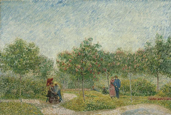 Garden with courting couples - Square Saint-Pierre