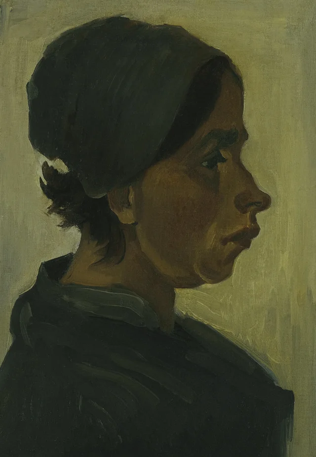 Cabeza de campesina con cofia oscura, Vincent van Gogh