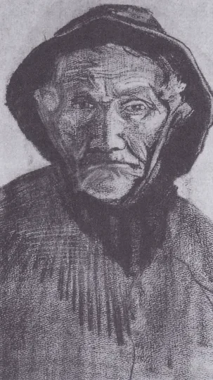 Head of an old fisherman with sou'wester