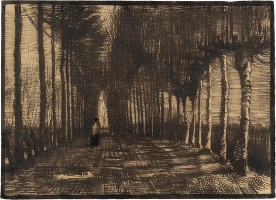 Lane with Trees and One Figure