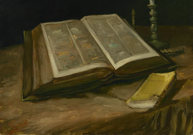 開かれた聖書の静物画
