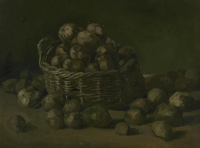 Naturaleza muerta con un cesto de patatas