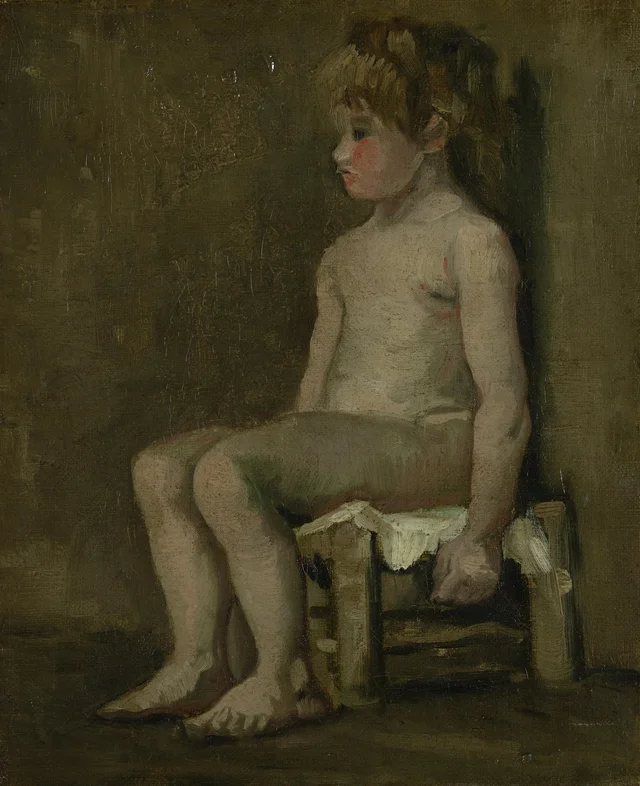 Joven desnuda, sentada
