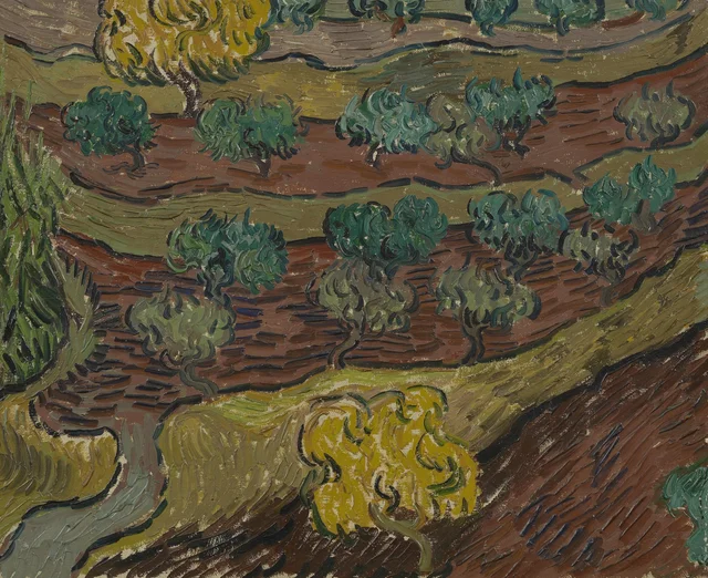 Olivos en una ladera, Vincent van Gogh