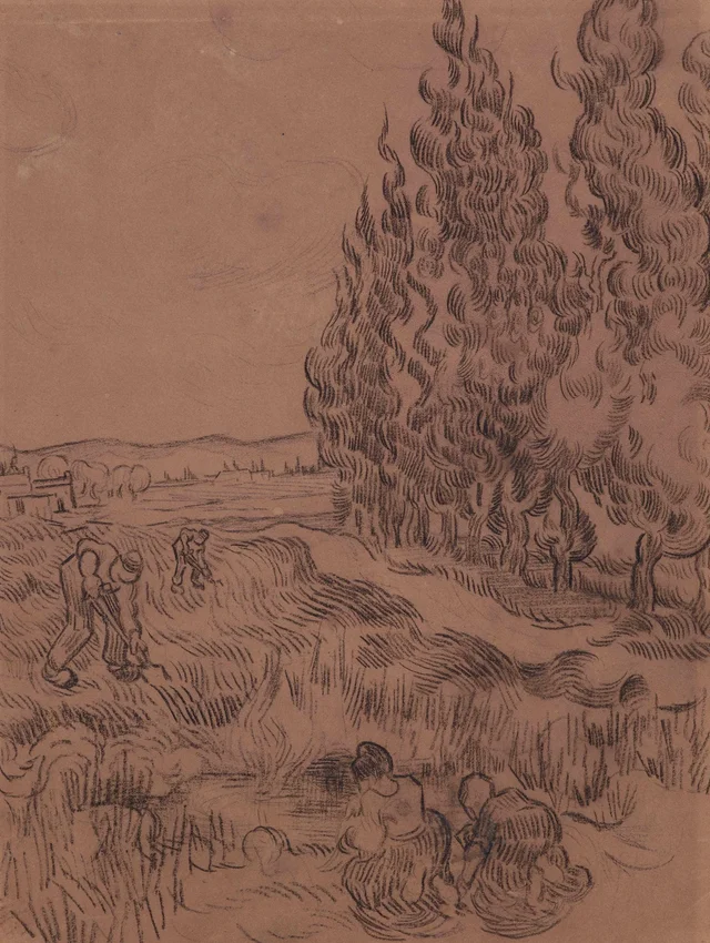 Paisaje con cipreses, Vincent van Gogh