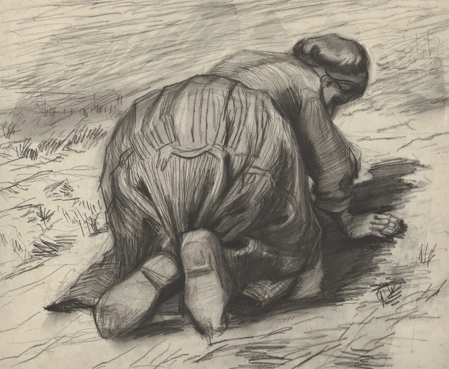 Campesina cavando la tierra