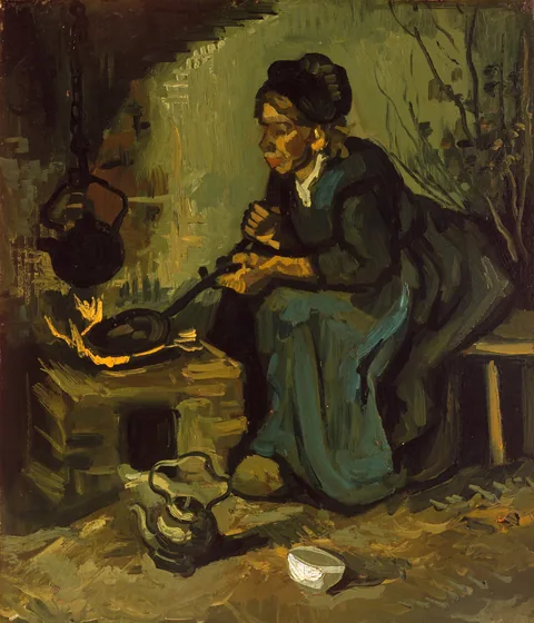 Paysanne faisant la cuisine.