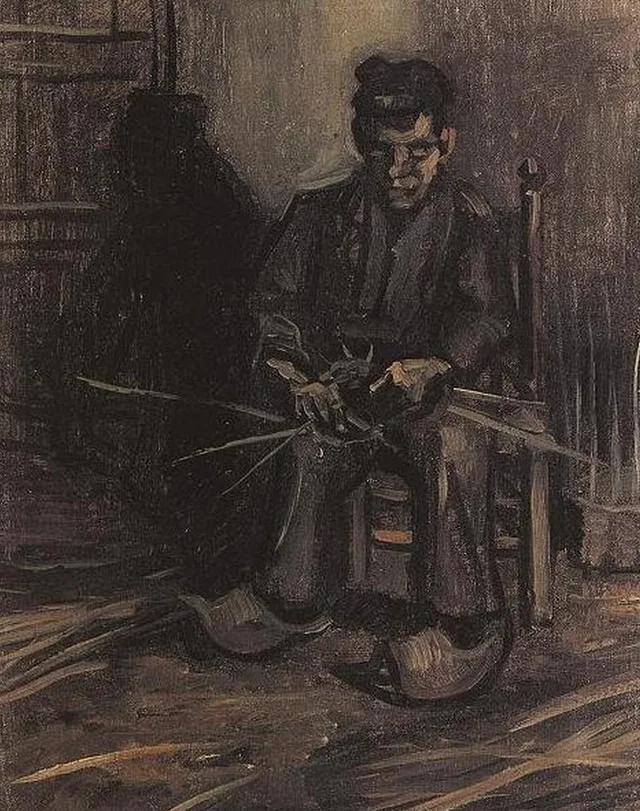 Campesino haciendo una cesta